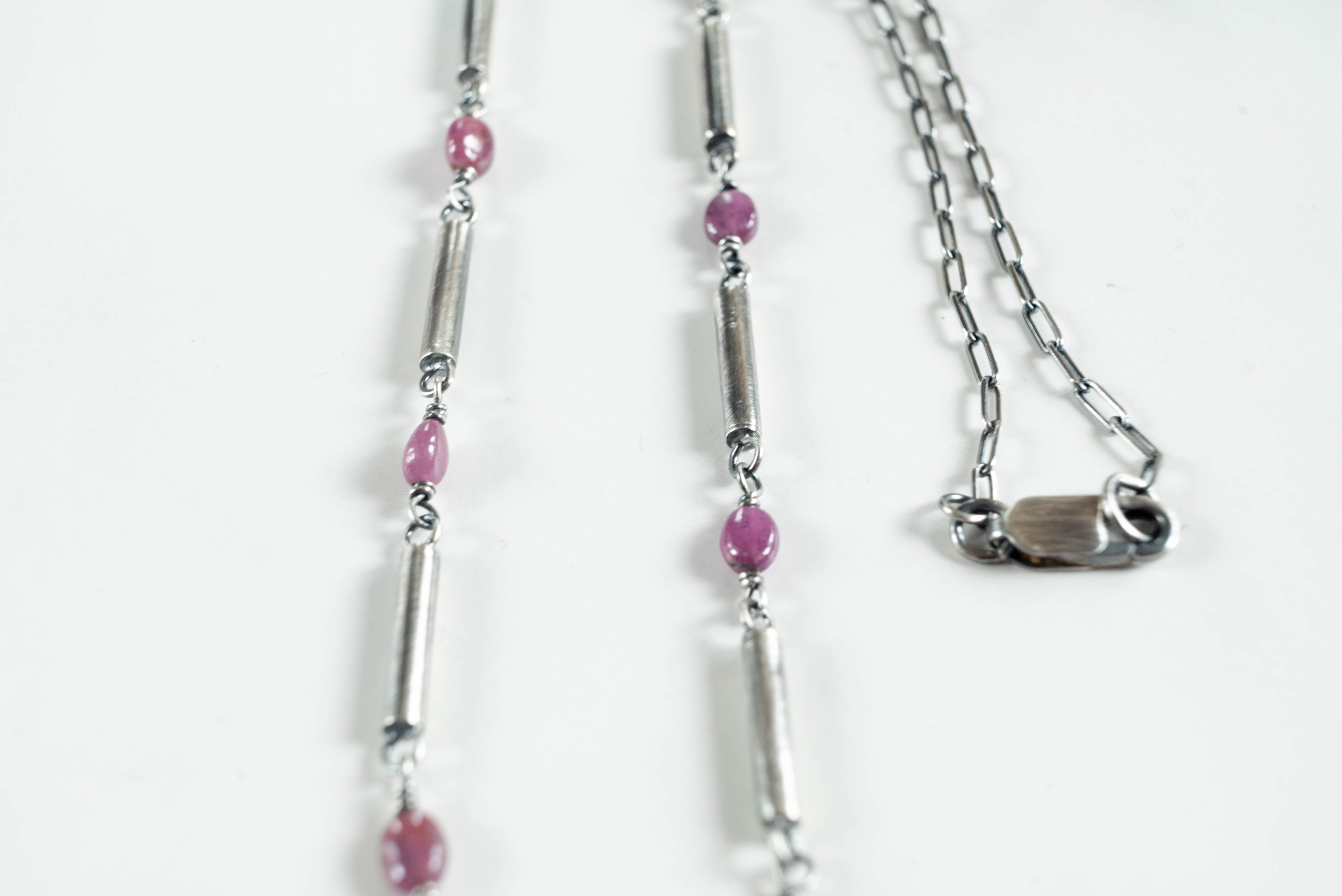 Silver necklace with Rubies