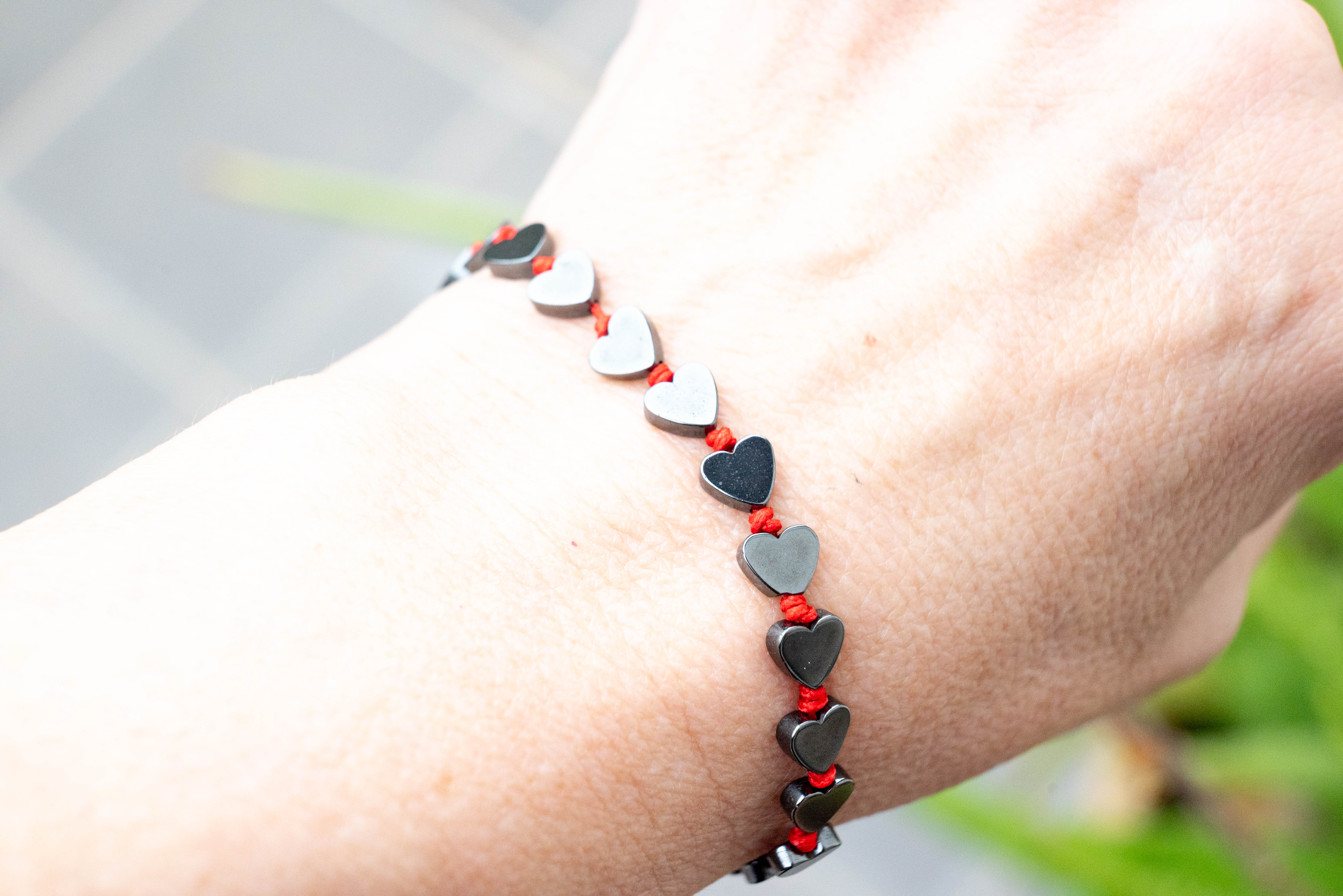 μακραμέ βραχιόλι με καρδιές