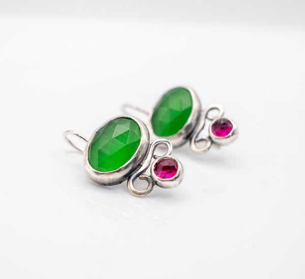 ασημένια σκουλαρίκια με φυσικές πέτρες