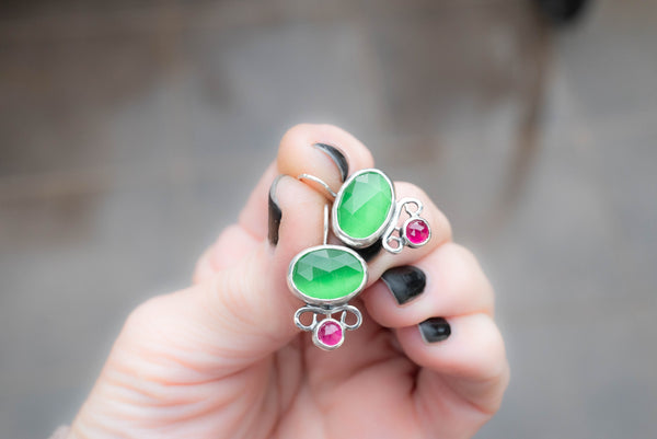 χειροποίητα ασημένια σκουλαρίκια με ημιπολύτιμες πετρες