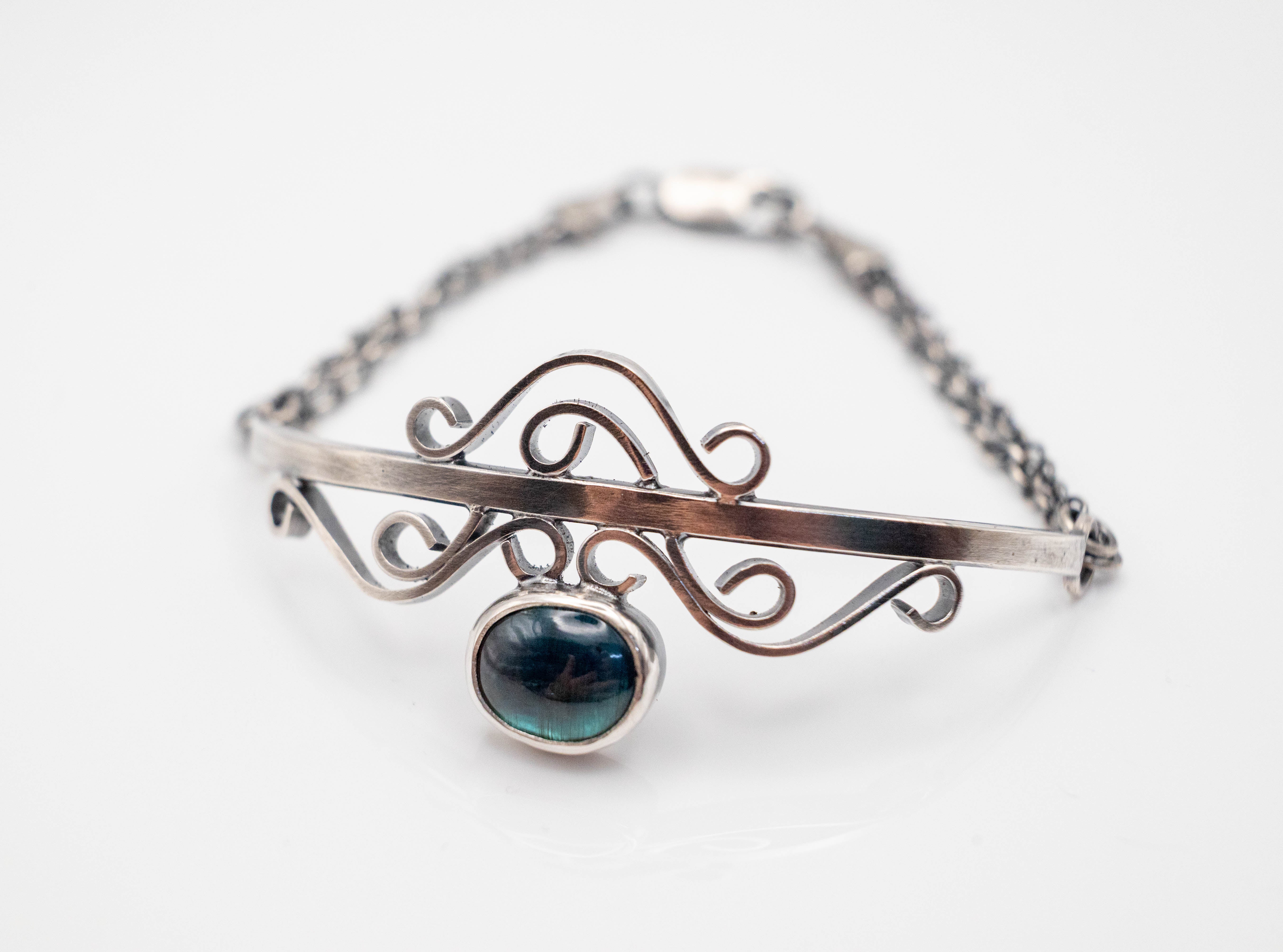 βραχιόλι με φυσική πέτρα κυανίτης μπλε