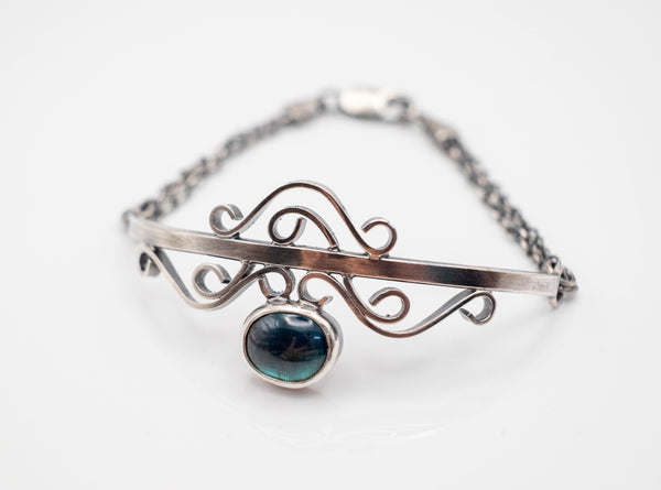 βραχιόλι με φυσική πέτρα κυανίτης μπλε