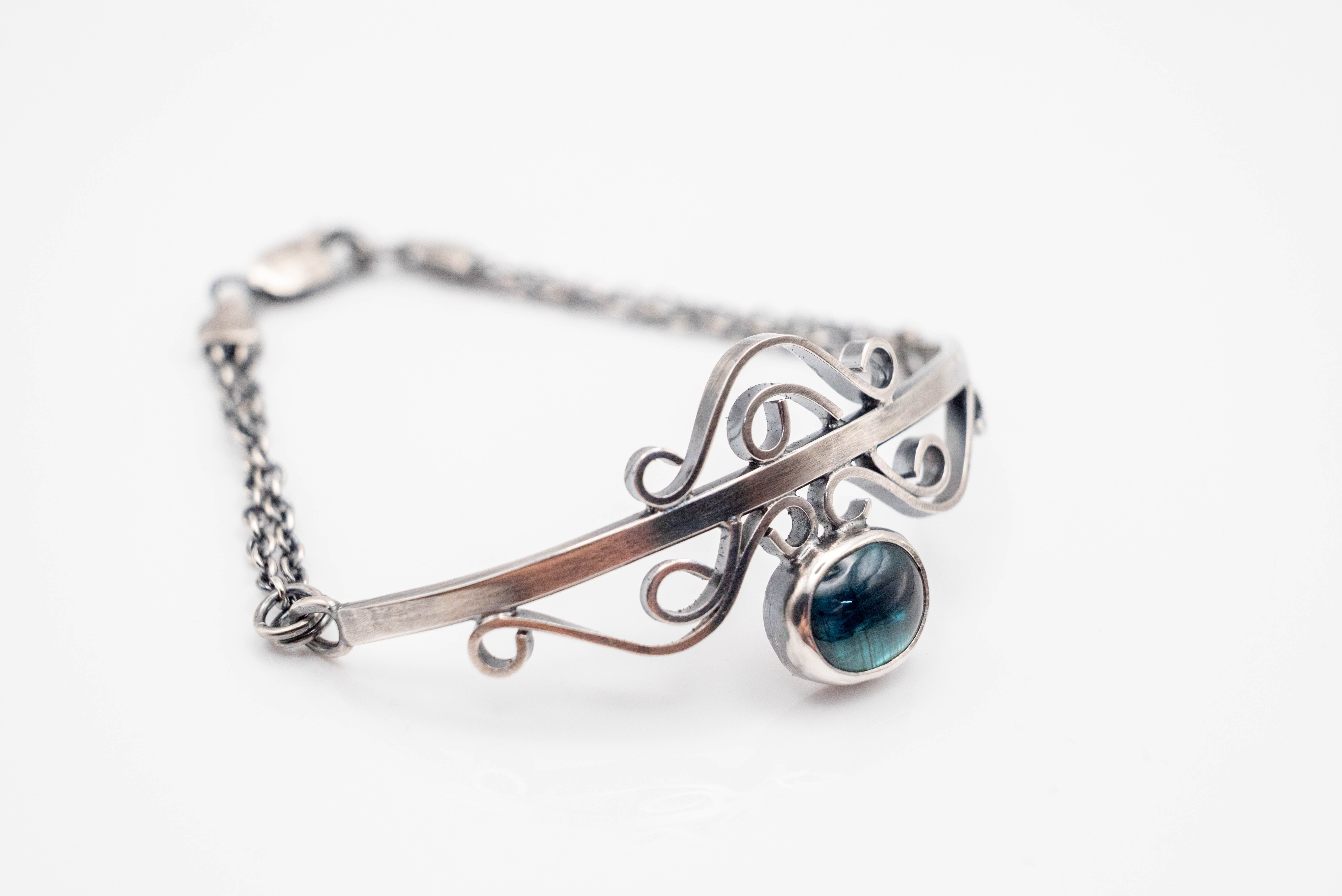 ασημένιο βραχιόλι αλυσίδα link χειροποίητο