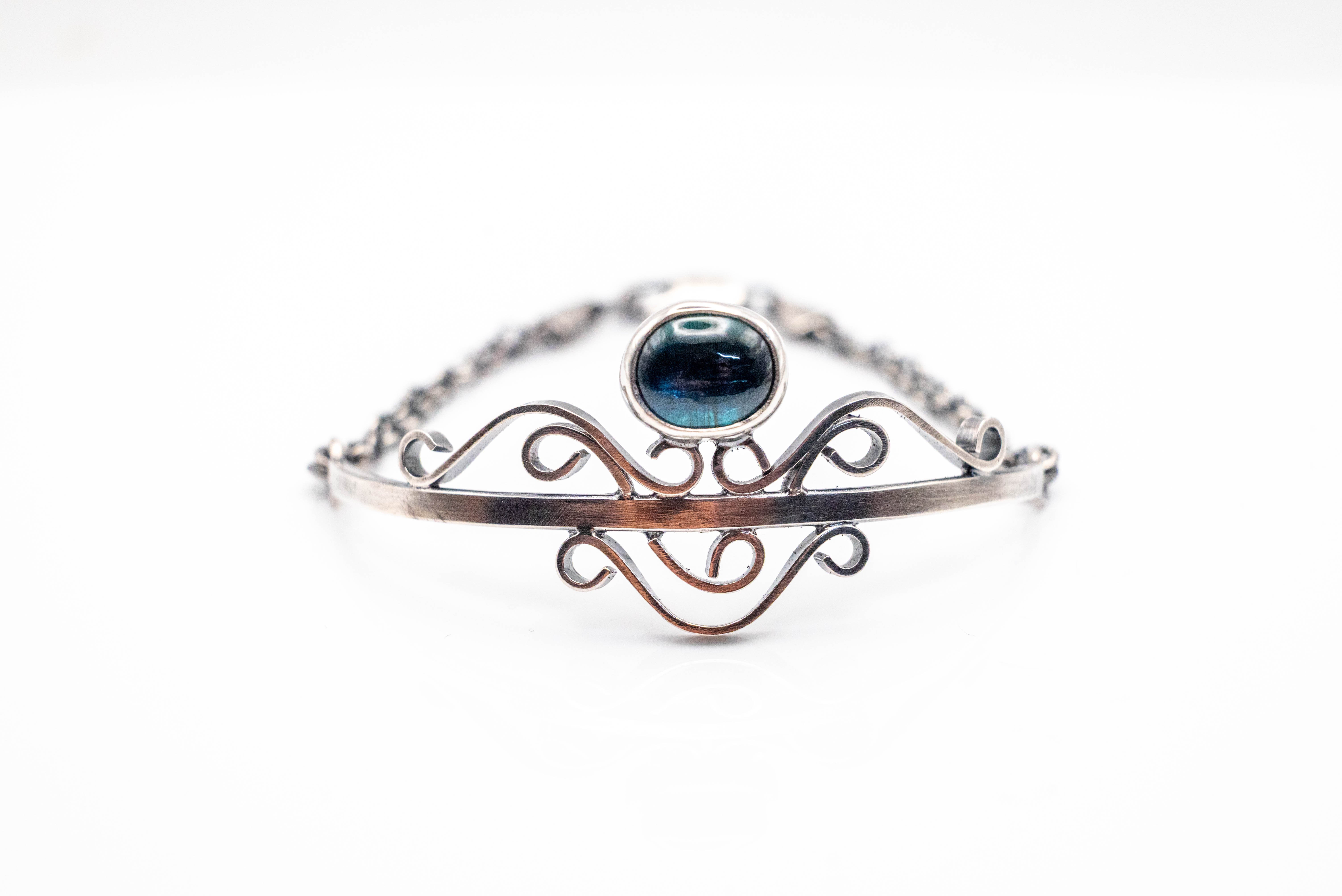 Handmade 925 Silver Bracelet with Natural Kyanite