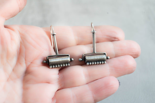 Ασημένια σκουλαρίκια κύλινδρος