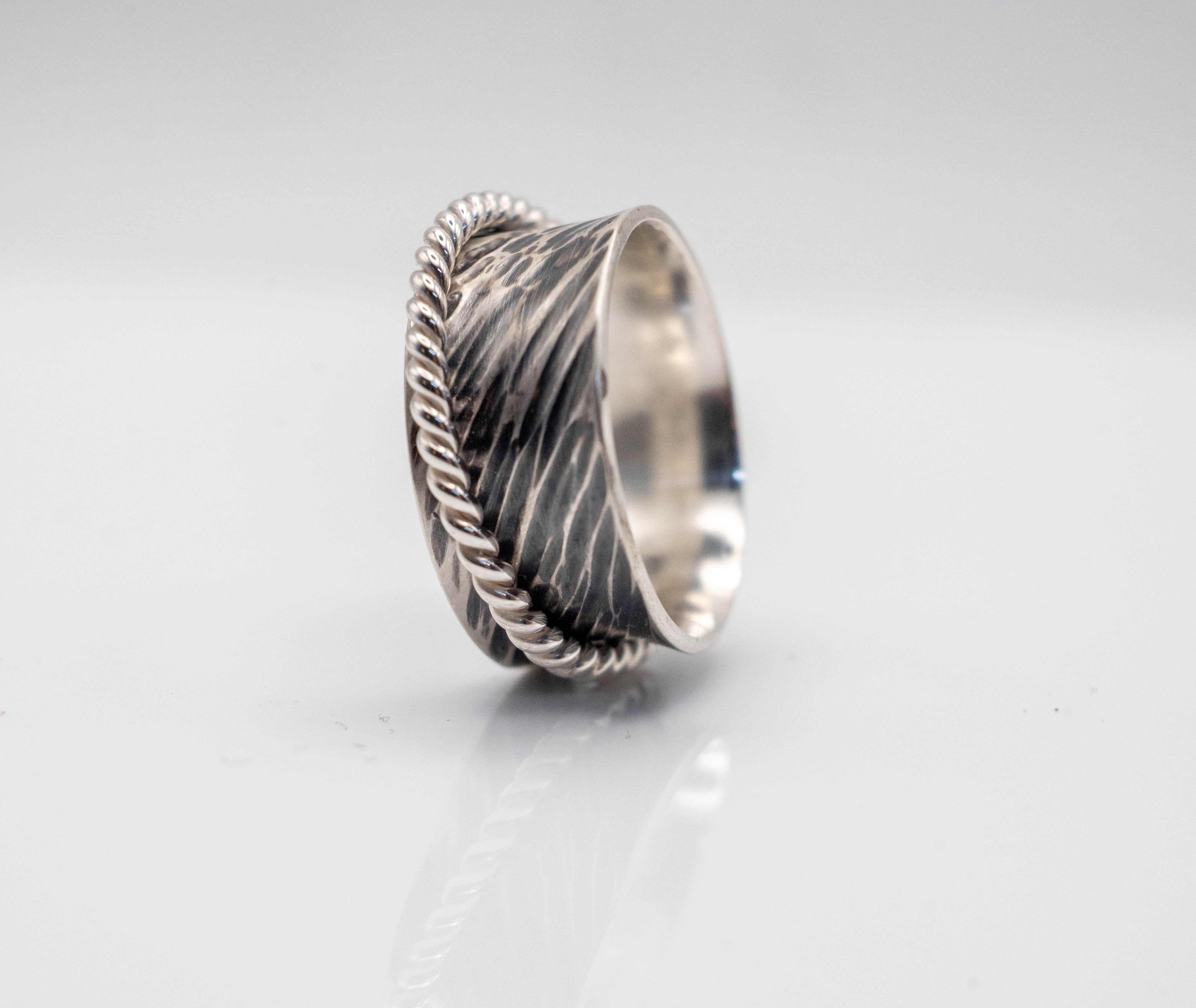 χειροποίητο ασημένιο δαχτυλίδι spinner 925