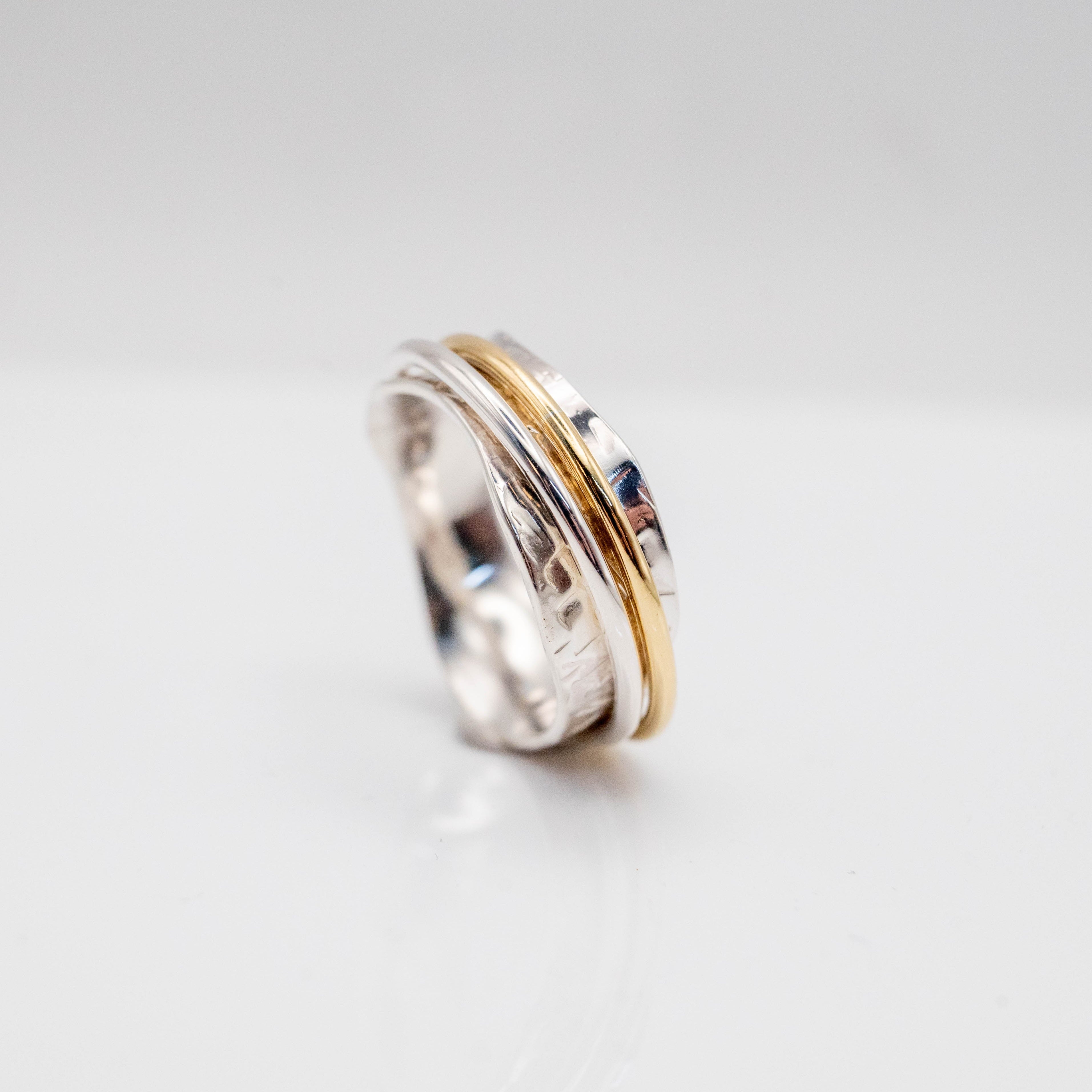 δαχτυλιδι με περιστρεφόμενα βεράκια από ασήμι και ορείχαλκο