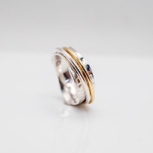 δαχτυλιδι με περιστρεφόμενα βεράκια από ασήμι και ορείχαλκο