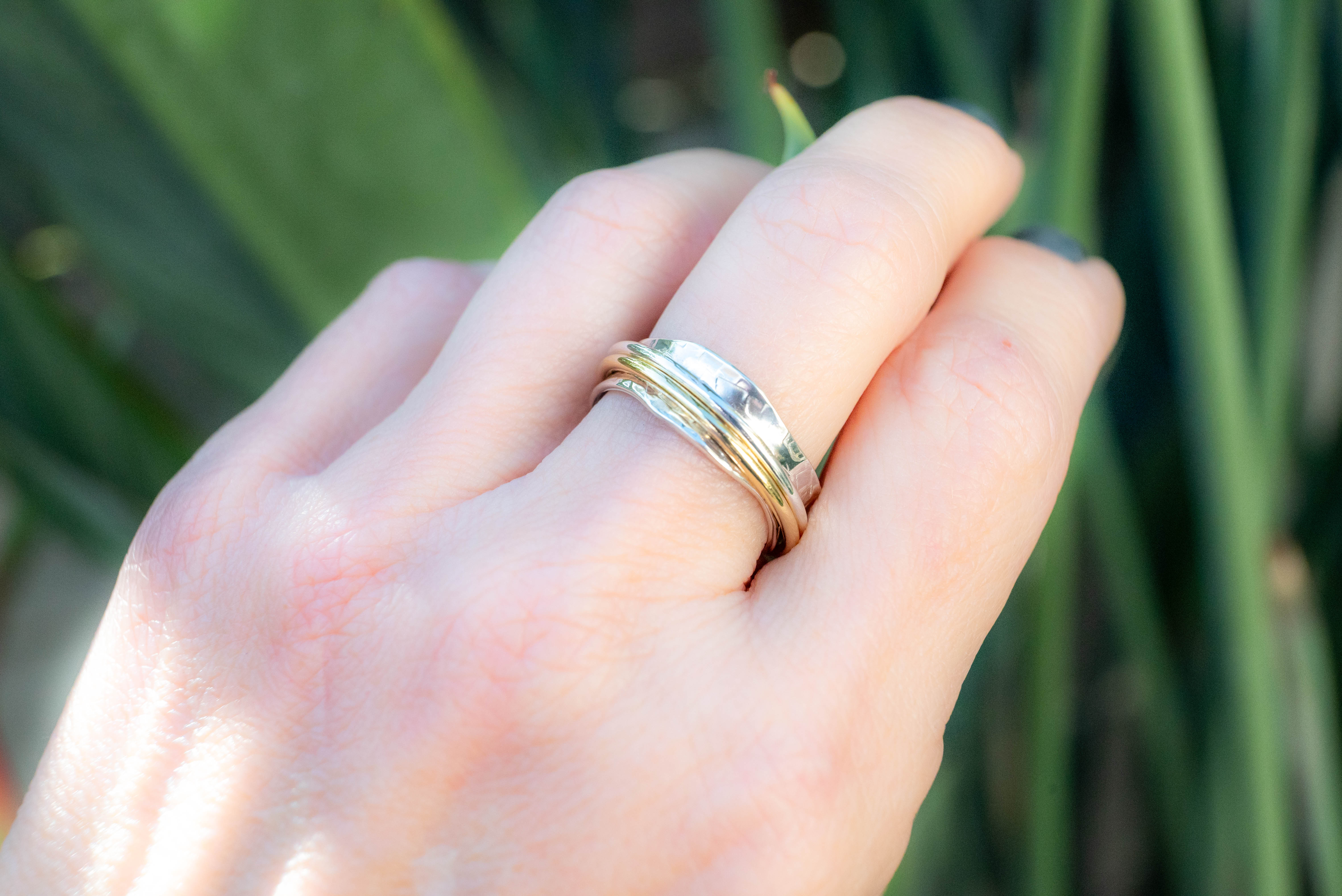 χειροποίητο δαχτυλίδι ασήμι και ορείχαλκος