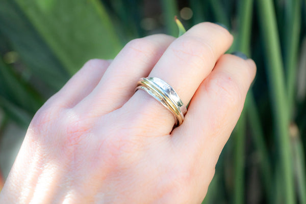 χειροποίητο δαχτυλίδι ασήμι και ορείχαλκος