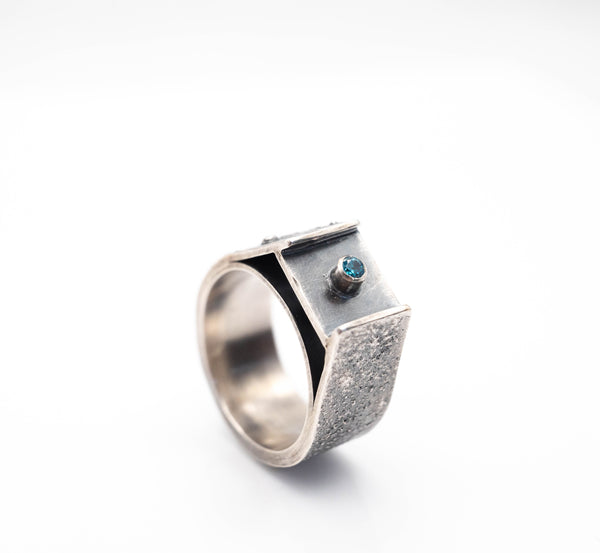 industrial ασημένιο δαχτυλίδι με οξείδωση για άνδρα