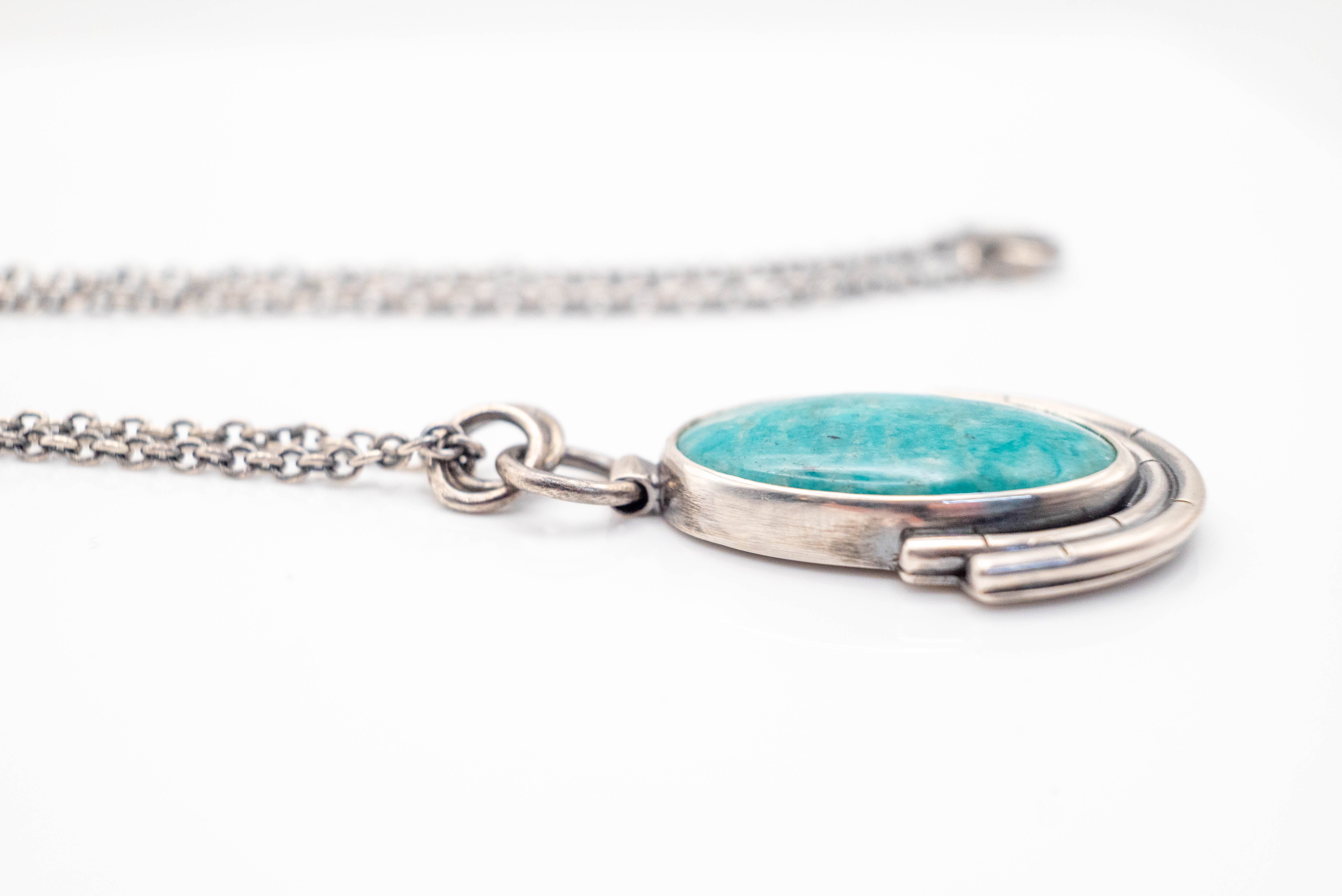 Χειροποίητο Ασημένιο Κολιέ 925 με Φυσικό Αμαζονίτη