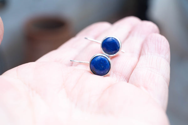 ασημένια σκουλαρίκια με λαπις λαζουλι