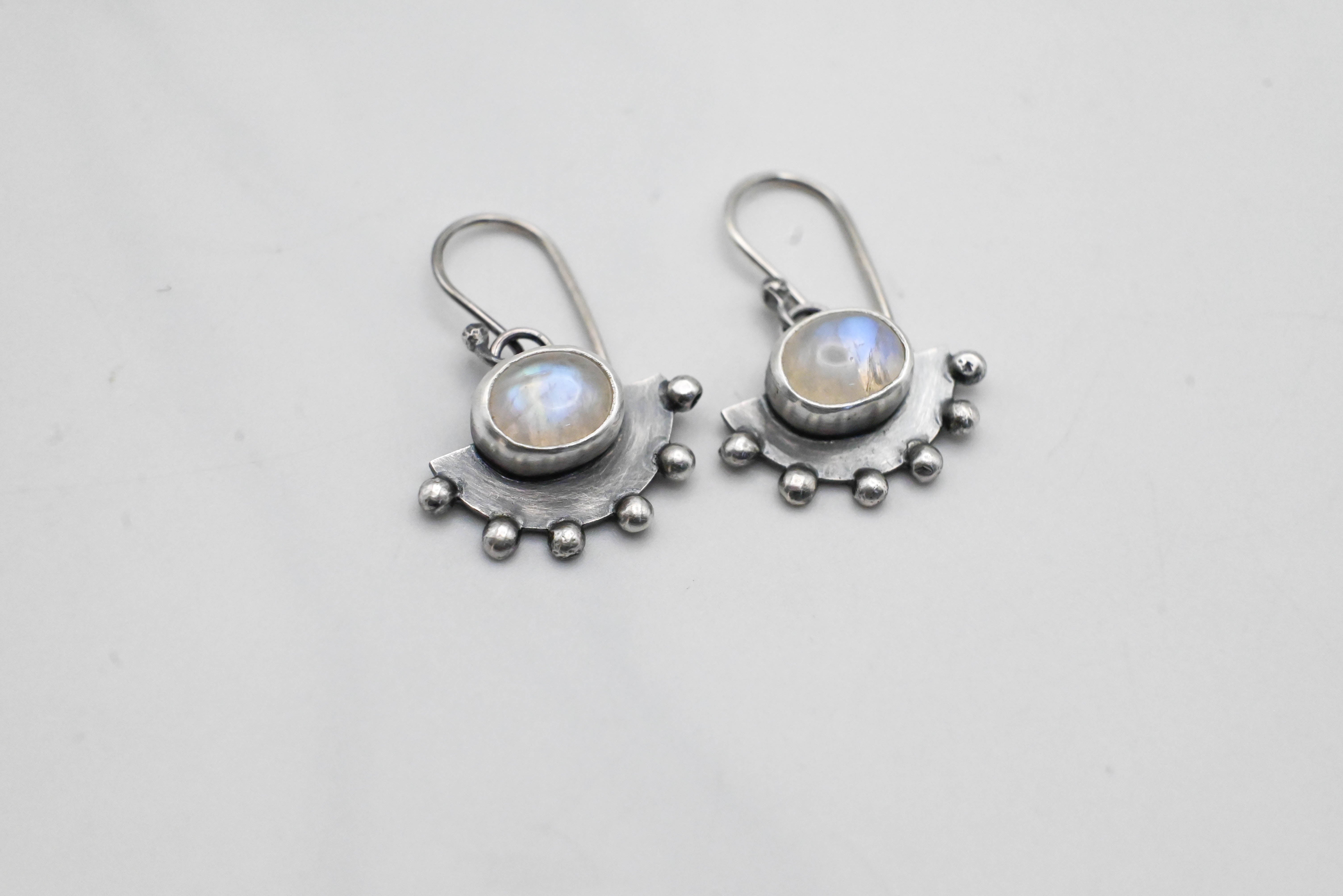Handmade Silver Earrings with Moonstone & Oxidation | SILVERstro