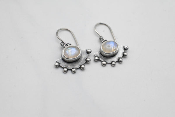 Handmade Silver Earrings with Moonstone & Oxidation | SILVERstro