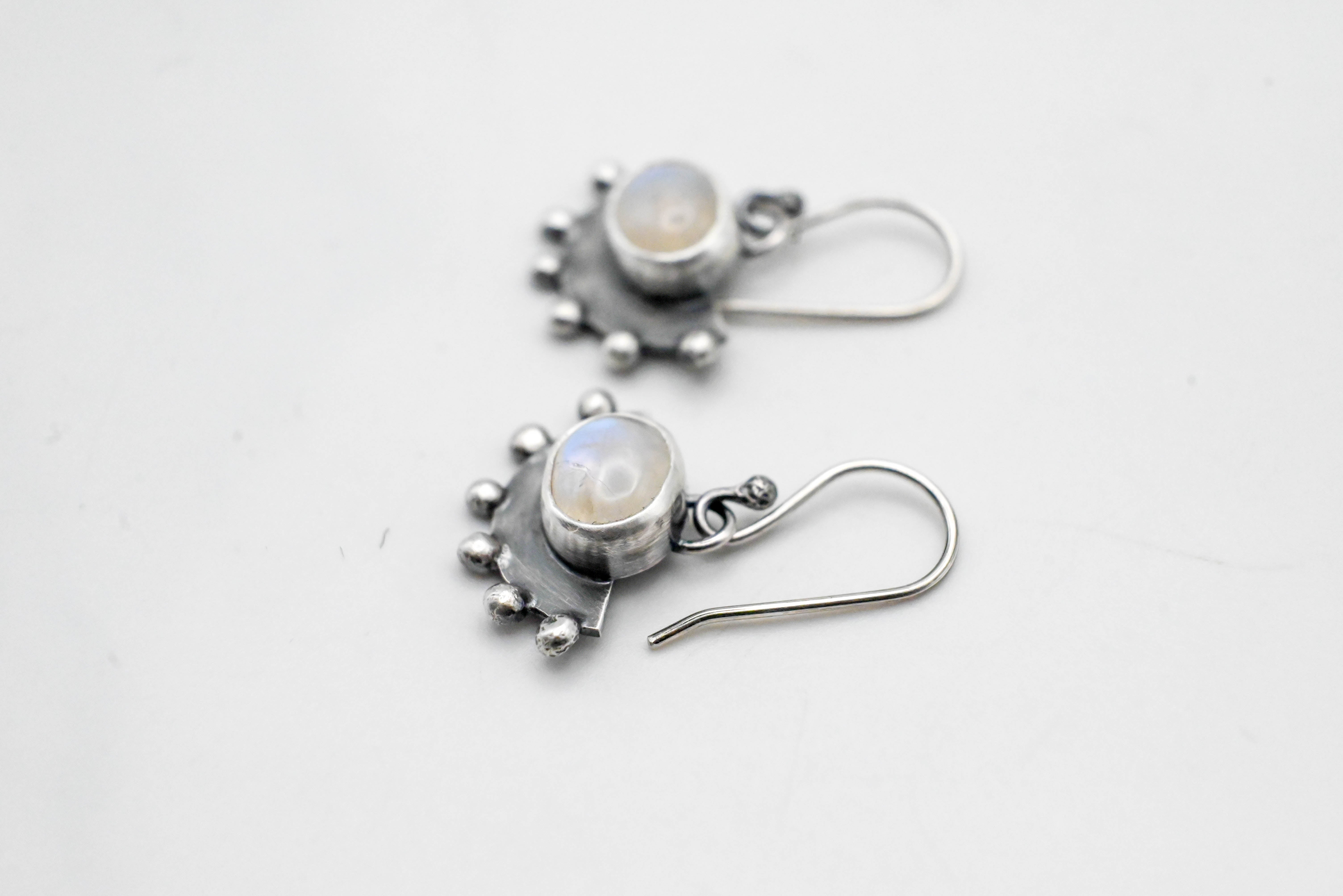 Handmade Silver Earrings with Moonstone & Oxidation | SILVERstro