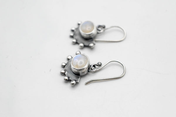 Handmade Silver Earrings with Moonstone & Oxidation | SILVERstro