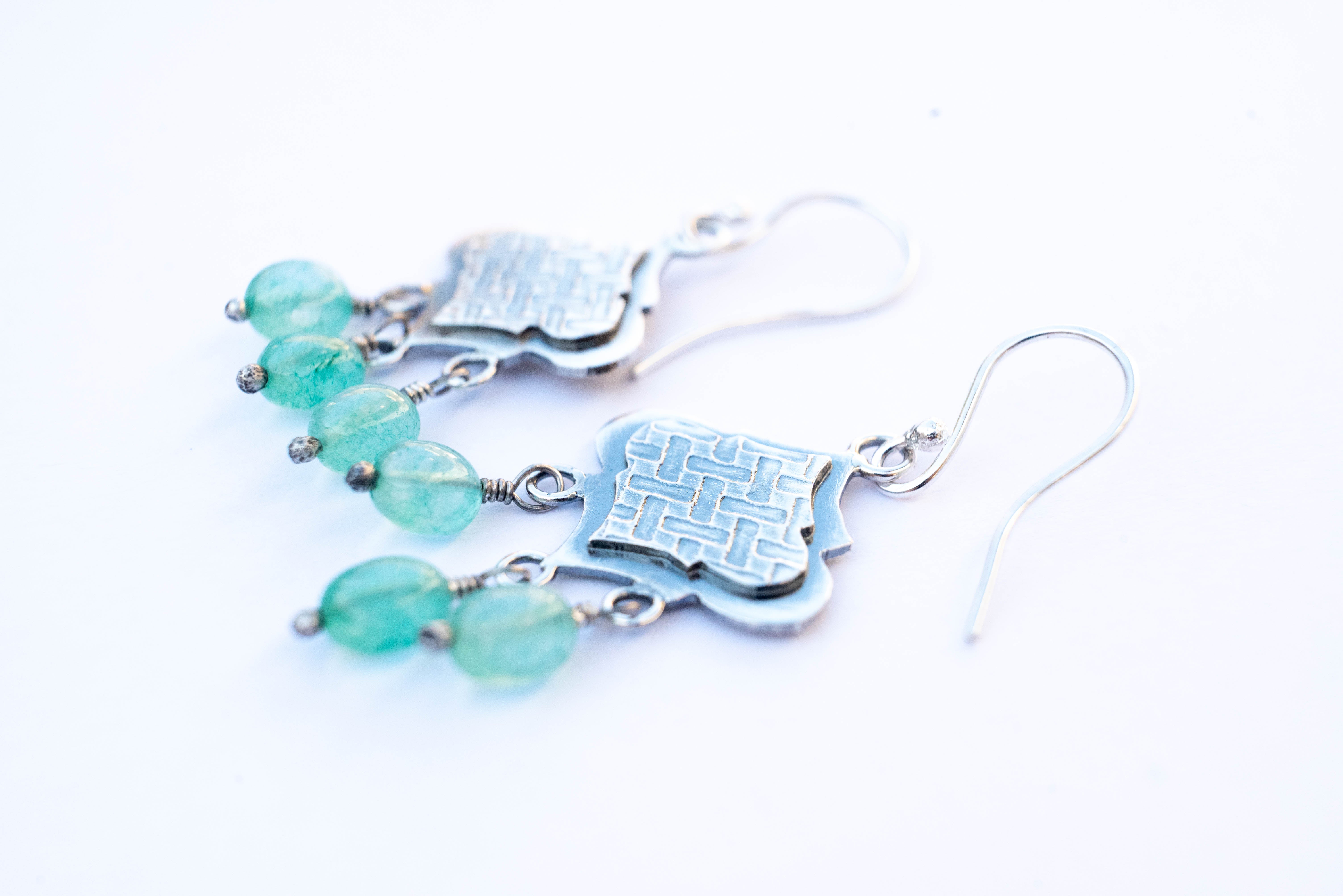 Χειροποίητα ασημένια σκουλαρίκια Σε Μαροκινό στυλ με Σμαράγδια