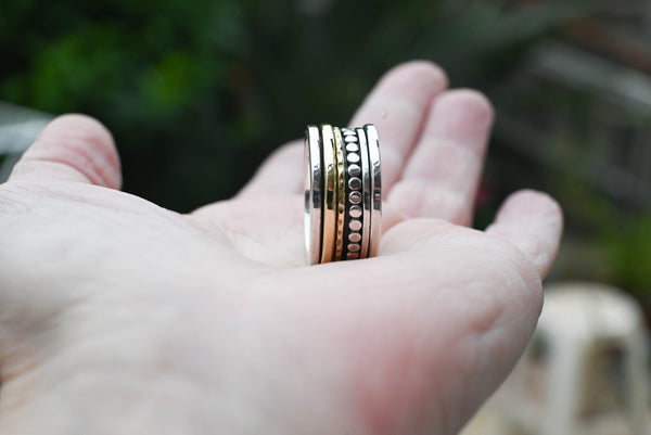 Spinner ring ασήμι 925 ορείχαλκος minimal σχέδιο χειροποίητο μπροστινή όψη SILVERstro