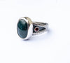 Silver ring with Green Kyanite and Garnet