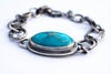 Ασημένιο βραχιόλι με Τουρκουάζ και χειροποίητη αλυσίδα