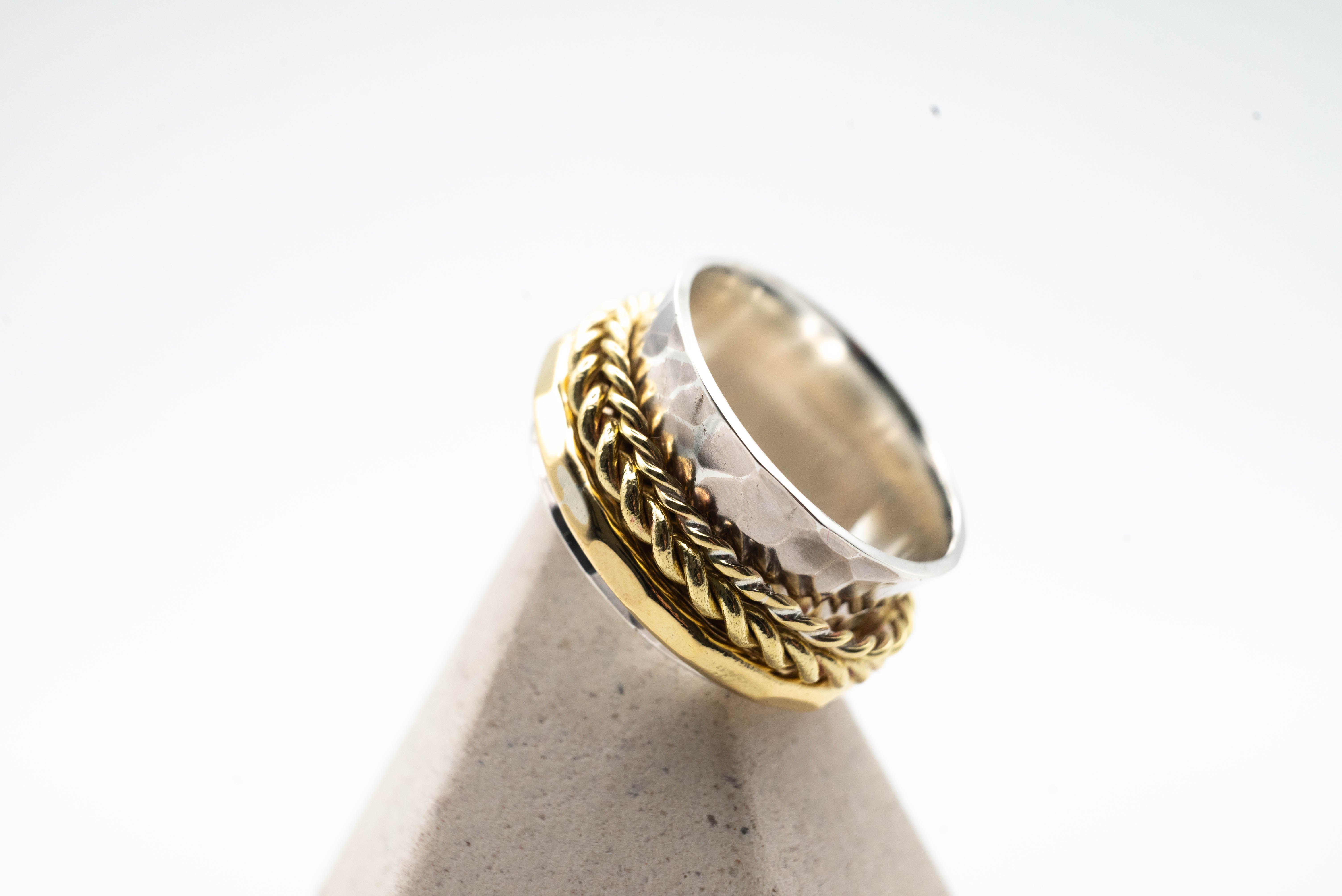 Ασημένιο spinner δαχτυλίδι με Ορείχαλκο