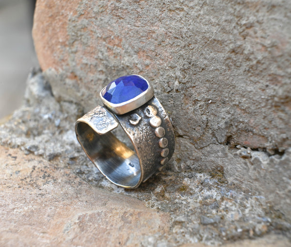 Δαχτυλίδι ασήμι 925 lapis lazuli 10x10mm - οξειδωμένο φινίρισμα - SILVERstro