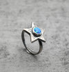 Δαχτυλίδι ασήμι αστέρι light blue opal – μπροστινή όψη