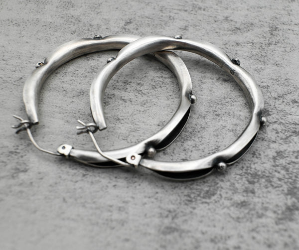 μεγαλα σκουλαρικια κρικοι χειροποιητη απο silverstro στα χανια με οξείδωση