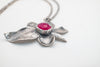 Silver flower necklace with Pink Chalcedony