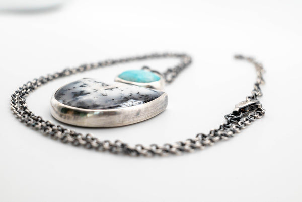 Ασημένιο κολιέ χειροποίητο με Ημιπολύτιμες πέτρες