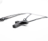 Men's cross with Hematite and silver chain