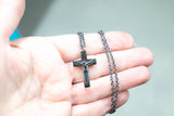 Men's cross with Hematite and silver chain