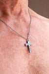 Men's cross with Hematite and silver chain