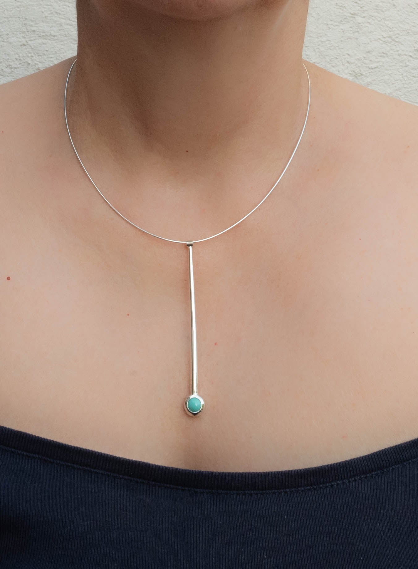Modernist ασημένιο κολιέ με Τουρκουάζ