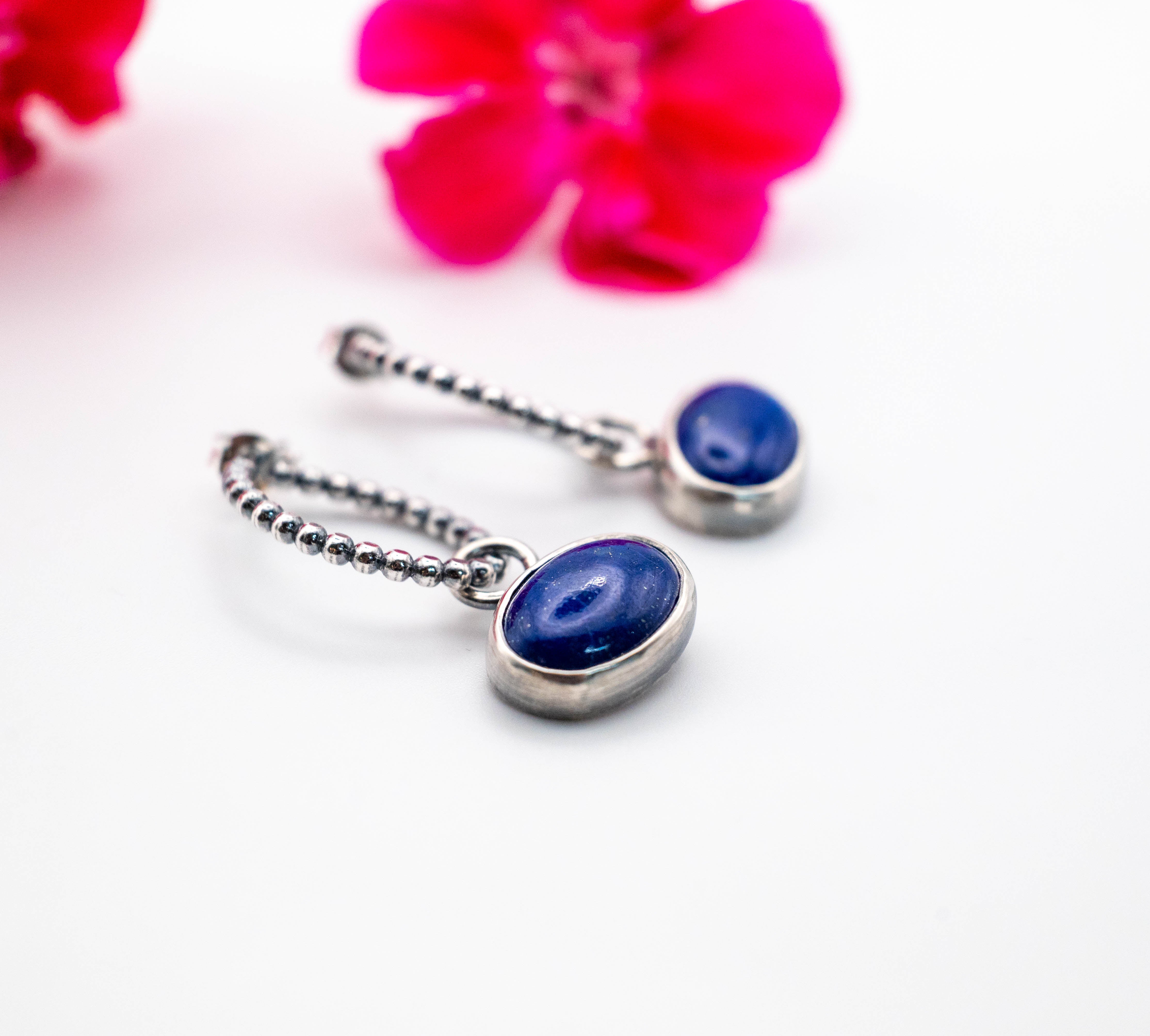 Ασημένια σκουλαρίκια με Λάπις Λάζουλι