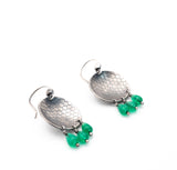 Sterling silver disc earrings with Green onyx