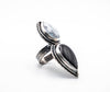 Black Onyx and Dendritic Agate sterling silver ring