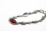 Handmade leaf bracelet with Red Garnet stone