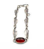 Handmade leaf bracelet with Red Garnet stone