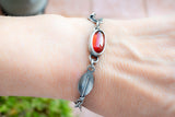 Handmade leaf bracelet with Red Garnet stone