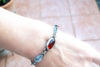 Handmade leaf bracelet with Red Garnet stone