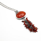 Gemstone Cluster necklace with Red Onyx and Carnelian