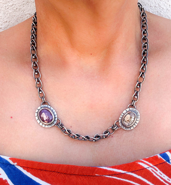 κολιε με ζαφειρι αλυσιδα unique