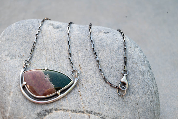 Ασημένιο κολιέ με Ίασπι του Ωκεανού (Ocean Jasper) - SILVERstro Κοσμήματα