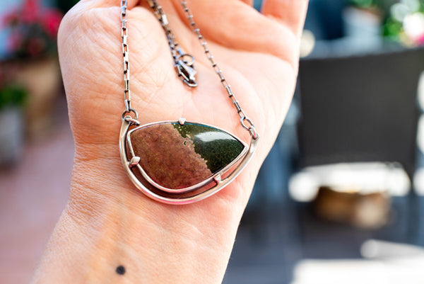 Ασημένιο κολιέ με Ίασπι του Ωκεανού (Ocean Jasper) - SILVERstro Κοσμήματα