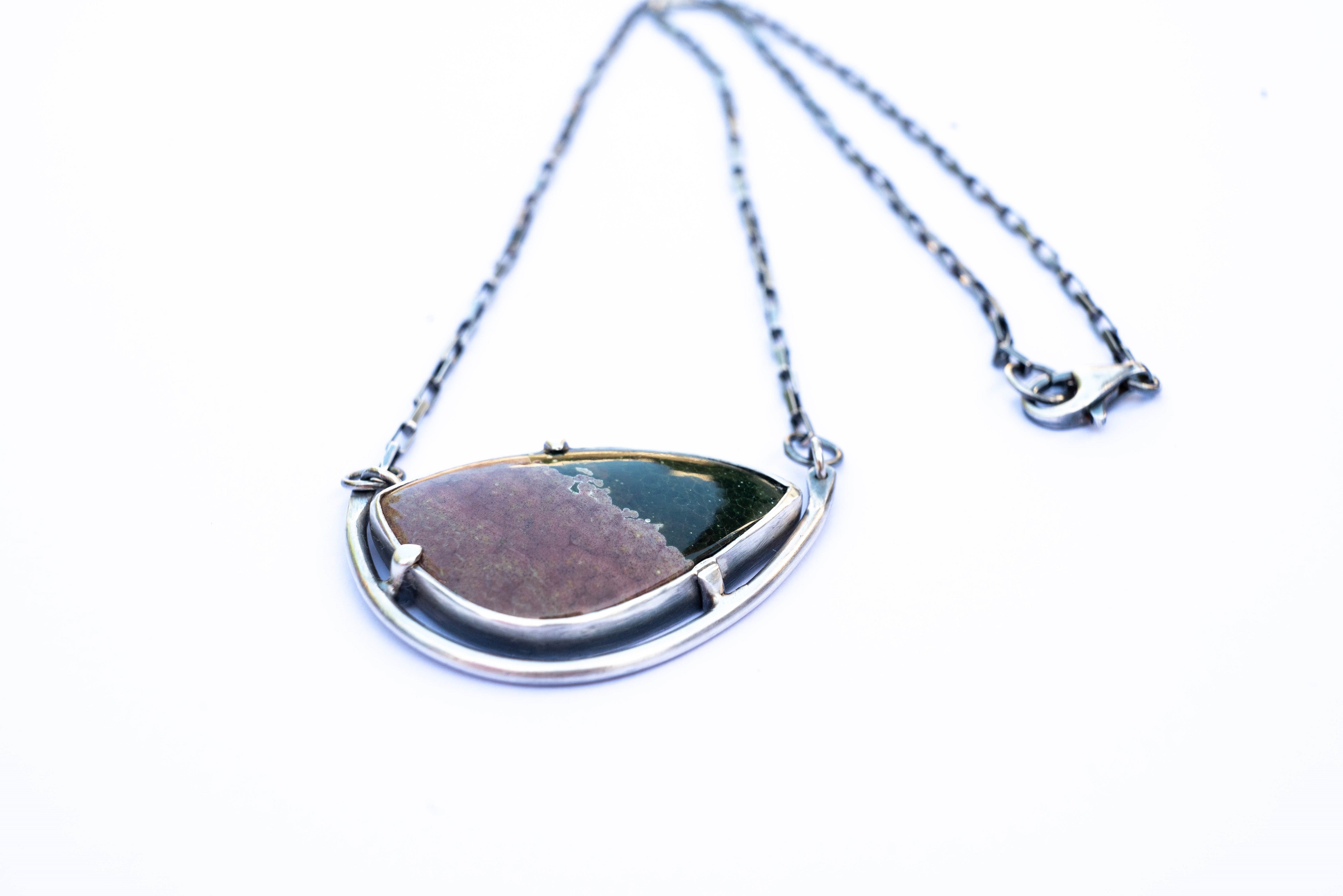 Ασημένιο κολιέ με Ίασπι του Ωκεανού (Ocean Jasper) - SILVERstro Κοσμήματα