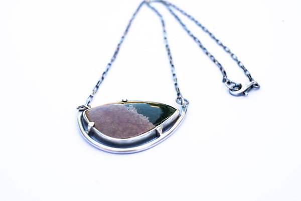 Ασημένιο κολιέ με Ίασπι του Ωκεανού (Ocean Jasper) - SILVERstro Κοσμήματα