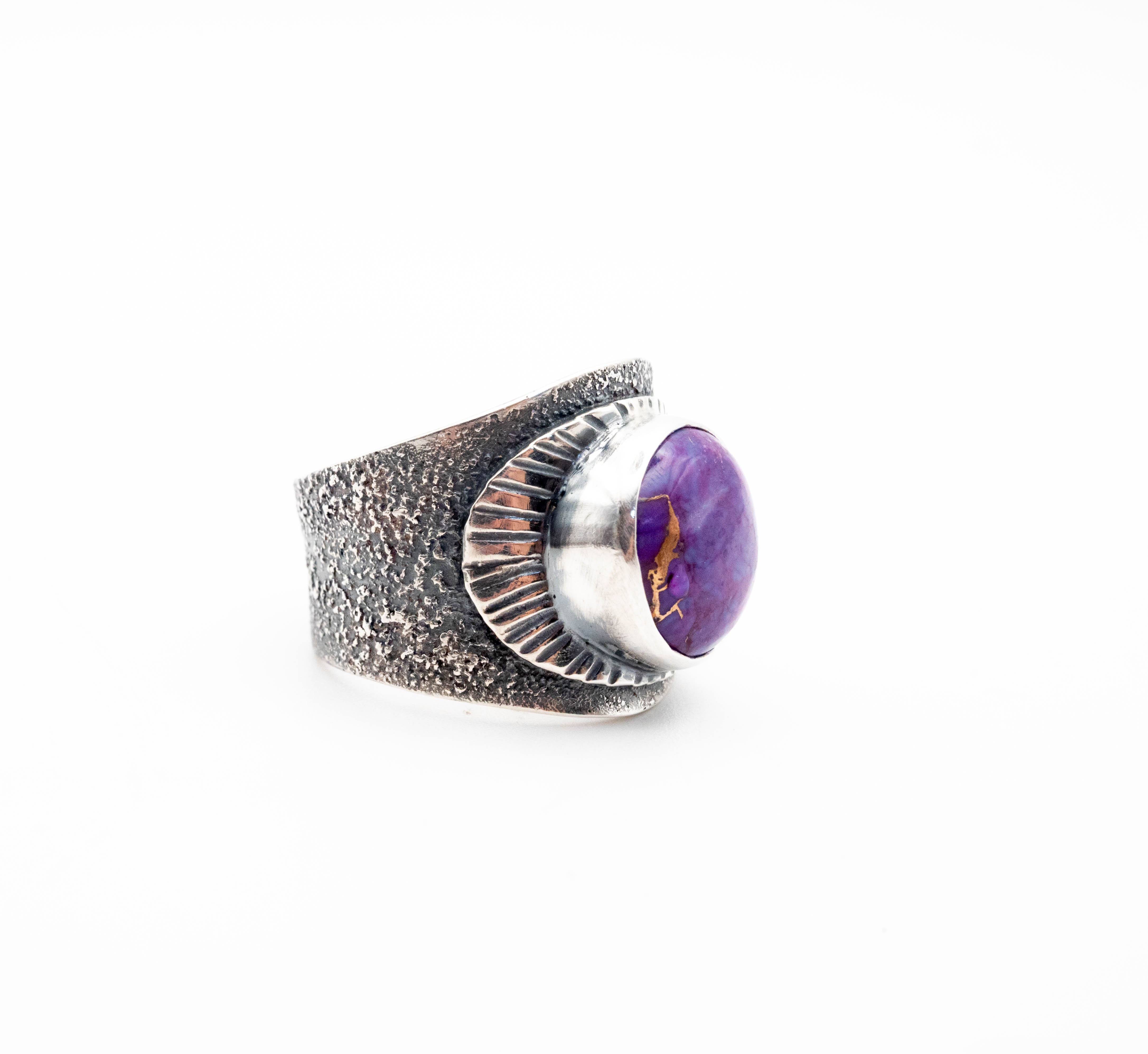 Οξειδωμένο δαχτυλίδι από ασήμι με Purple Copper Turquoise πέτρα - SILVERstro Κοσμήματα