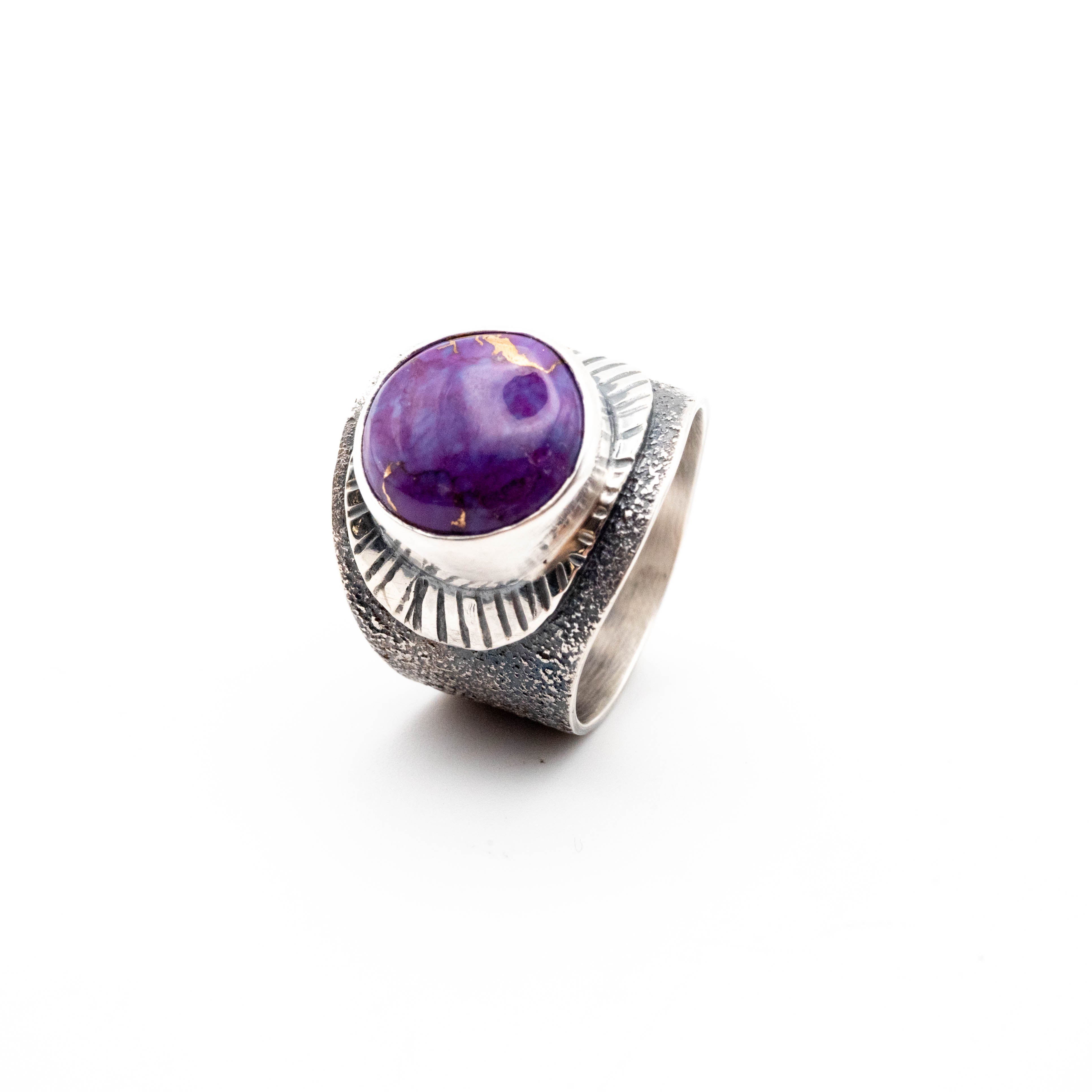 Οξειδωμένο δαχτυλίδι από ασήμι με Purple Copper Turquoise πέτρα - SILVERstro Κοσμήματα
